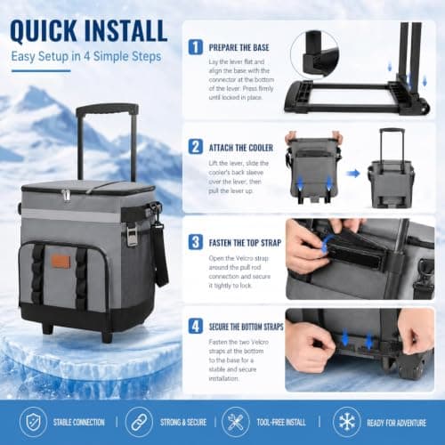 35L Cooler Box on Wheels – Large Insulated Cool Bag with All-Terrain Cart — view 6