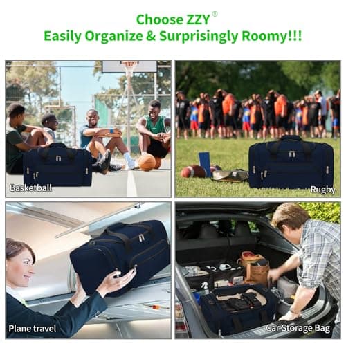 ZZY Gym Duffle Bag, 40L Sports Holdall, Navy Blue — view 6