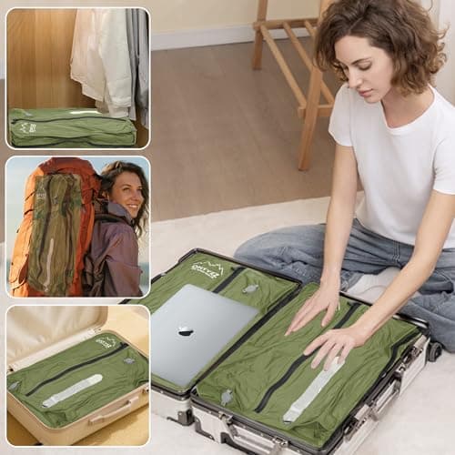 Vacuum Storage Bags for Clothes Reusable TPU Space Saver Bags for Travel with Zip IPX8 Waterproof Packing Organisers Packing Cubes for Suitcase Backpack (3Pcs+Pump) — view 6