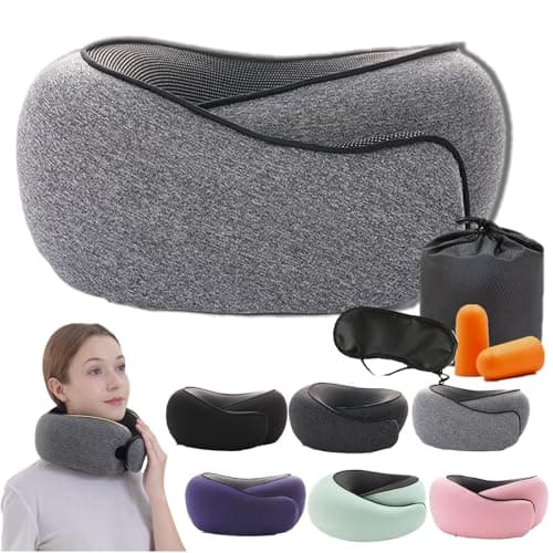 HOPASRISEE Flyhugz Travel Pillow, 2025 New Neck Pillow For Travel, Memory Foam Traveling Neck Pillow, Neck Support U-Shaped Pillow Set For Adult & Kids Sleeping Upright (1PC-A)