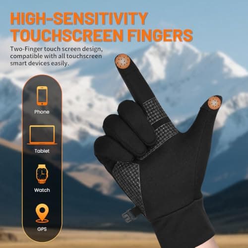 TOLEMI Thermal Winter Gloves for Men Women, Anti-Slip Touch Screen Liner Gloves for Running, Walking, Riding, Driving and Cycling — view 2