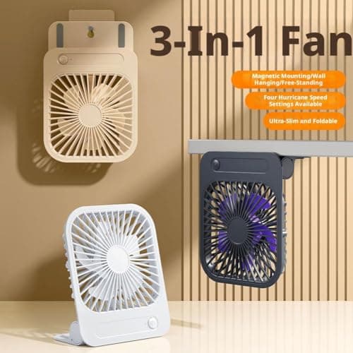 Cruise Ship Approved Magnetic Fan, Portable Rechargeable USB-C Travel Fan with Space-Saving Design, 4-Speed Adjustable & Ultra Quiet, Desk Fans 2026 Cruises (Gray) — view 4