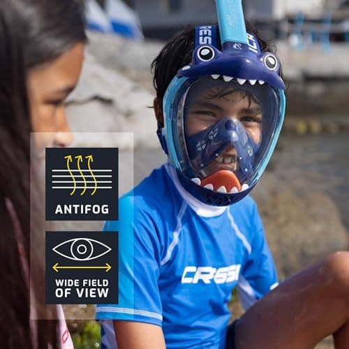 Cressi Kiddy Kids Full Face Snorkel Mask - Kids Snorkel Set with CO2-Safe Exhalation Valve - Soft Silicone Skirt & Swimming Mask Comfort - Family Owned Scuba Diving Equipment - Pink/Purple/White — view 6