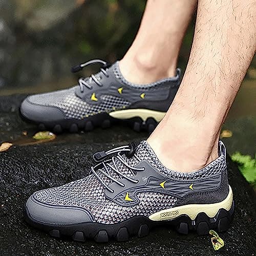 Mens Breathable Slip On Sandals Mens Trekking Shoes Breathable Climbing Trainers Comfortable Working Sneakers Outdoor Sport Sneakers Quick Dry Camping Footwear Travel Shoe Anti Slip Walking Trainers — view 3