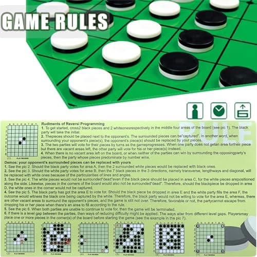 KOKOSUN Reversi Board Game Set -15 Centimeters, Mini Magnetic Folding Portable Travel Board Game for Kids - Pocket Crystal Style — view 5