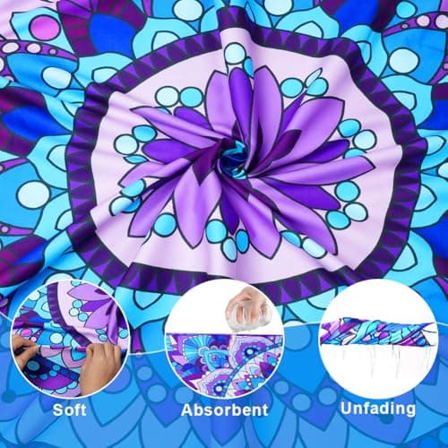 flintronic Microfiber Oversized Lightweight Beach Towel 180x80cm Extra Large Thin Sand Free Towels Travel Swim Pool Camping for Adults Women Men Beach Essentials Vacation Gift-Purple Mandala — view 3