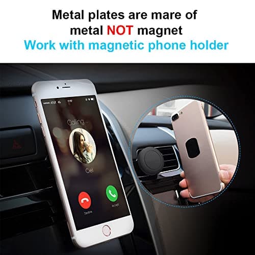 AJOXEL Metal Plate for Phone, [10 Pack] Replacement Mount Metal Plates Kits with Adhesive Universal for Magnetic Car Phone Holder Cradle Magnet Car Mount (4 Rectangular and 6 Round), Black+Silver — view 4