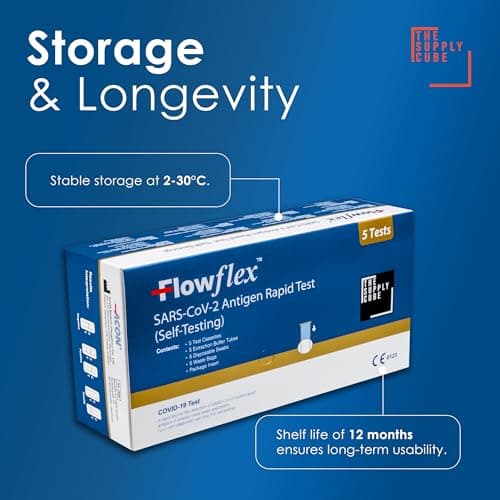 Flowflex COVID-19 Rapid Test Kit - Easy to Use Self Testing Antigen Covid Test Kit - One Step Test for Sars-CoV-2 - Quick Covid Test at Home - Covid Lateral Flow Test Kit (Not for Travel) - 5 Pack — view 5