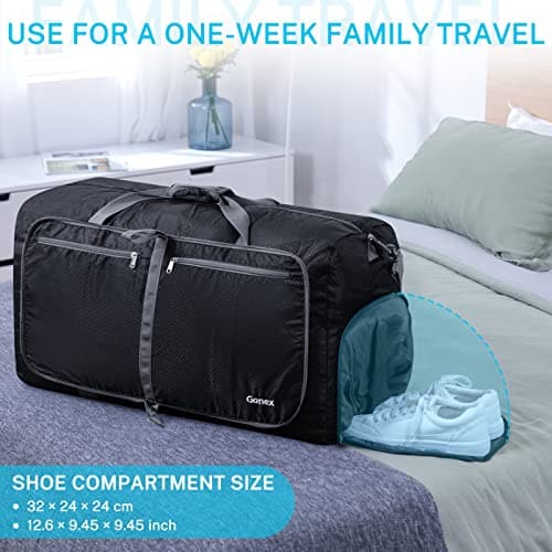 Gonex Foldable Travel Duffle Bag, 150L Lightweight with Shoe Compartment — view 5