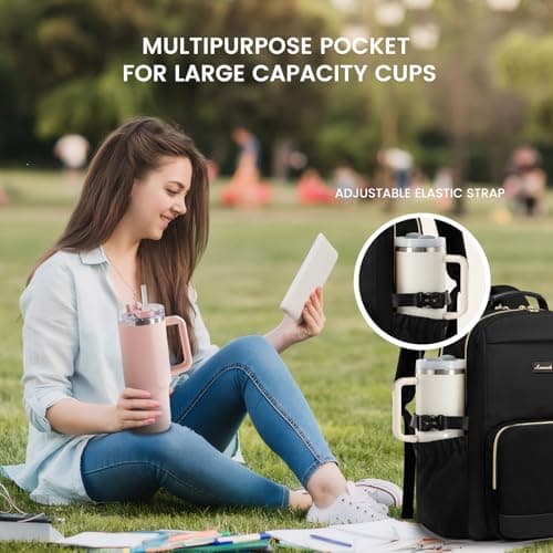 LOVEVOOK Laptop Backpack for Women with Pouch Pocket for Large Capacity Cup,15.6 Inch Backpack Womens Travel Backpack, Waterproof Laptop Computer Bag for Work Business Backpack College Teacher — view 2