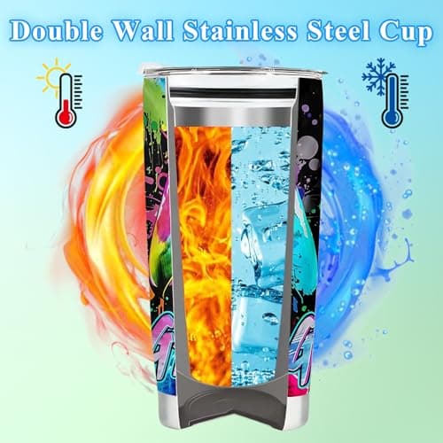 Insulated Gamer Cup, Boys Gamer Cups Tumbler Cup Kids, Gamer Travel Mug 20oz with Lid and Straw, Stainless Steel Gaming Travel Mugs for Hot Drinks, Ideas Gamer Gifts for Boys Teenage Home Picnic — view 3