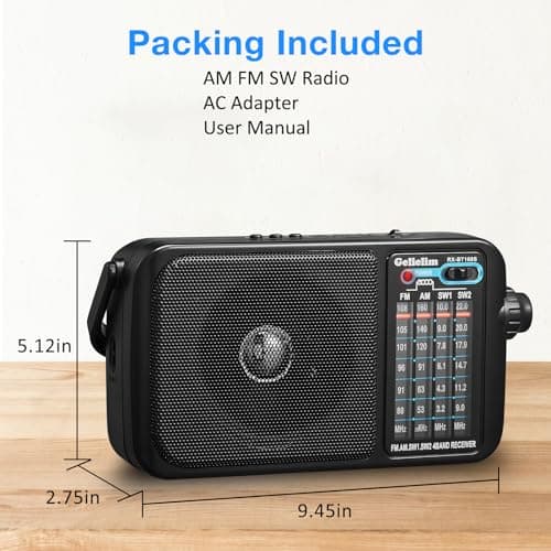 Gelielim Radios Mains and Battery, Portable Radio AM FM Shortwave Radio, Battery Radio for Home or Outdoor, Earphone Jack, Large Dial Easy to Use, Small Gfits for Seniors Elderly — view 6