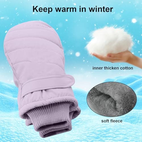 Bototack Winter Ski Mittens for Women, Waterproof Touch Screen Snow Gloves with Fleece, Anti Slip Warm Windproof Snowboard Gloves for Skiing Hiking Cycling (Purple) — view 6