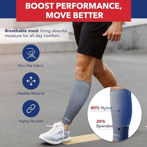 Doctor Developed Compression Calf Sleeves & Doctor Handbook, Shin Splints Support For Muscle Recovery, Varicose Veins & Leg Pain Relief, Medical Footless Compression Socks (Small, Grey, 1 Pair) — view 3