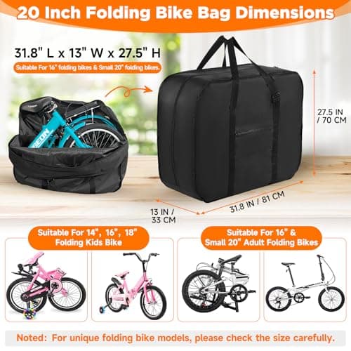 Folding Bike Travel Bag Waterproof,20inch Portable Folding Cycling Bags，Multifunctional Bicycle Carrying Transport Case with Strong Webbing for Airplane Car Shipping,Bike Accessories with Handleba Bag — view 3