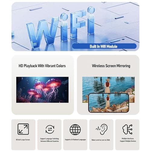 XUMIUZIY Mini Projector with WiFi, 50 ANSI Home Theater Movie Projector with Surround Sound Speaker, 240° Rotatable, Manual Focus, Electronic Keystone, HDMI/USB/AUX Ports — view 2