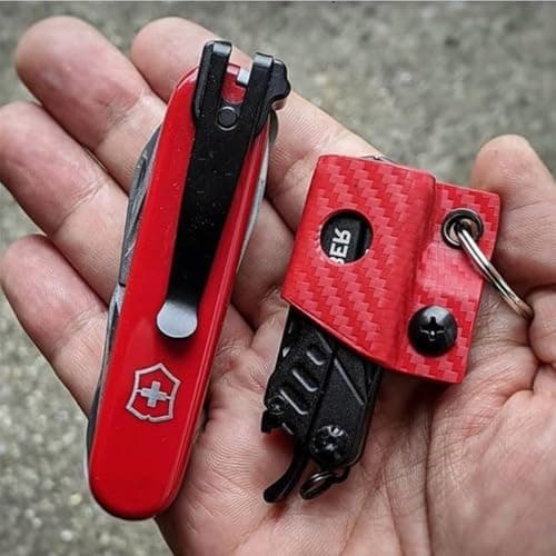 Hophelia Pack of 2 91 mm Swiss Army Deep Carry Bag Clip, Stainless Steel Deep Carry Bag Clip with Screws, Folding Knife Replacement Clips, Practical Waist Accessories (Contour) — view 4