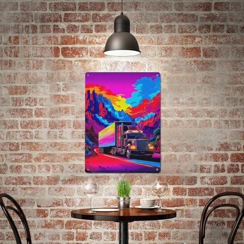 Tin Wall Plaque 40x30cm with Vivid Road Trip Adventure -1 for Studio Or Craft Room, for Cooler-season Styling in Studio And Craft Room — view 6