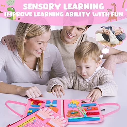 Busy Board for Toddlers, Montessori Sensory Toys Activity Board for Fine Motor Skills, Preschool Educational Learning Gifts for 1 2 3 4 5 Year Old Girls & Boys, Autism Toys, Car Airplane Travel Toy — view 4