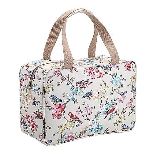IGNPION Woman Large Travel Toiletry Bag Waterproof Wash Bag Make up Organizer Bag Cosmetic Bag Swimming Gym Bag (Beige,Bird)