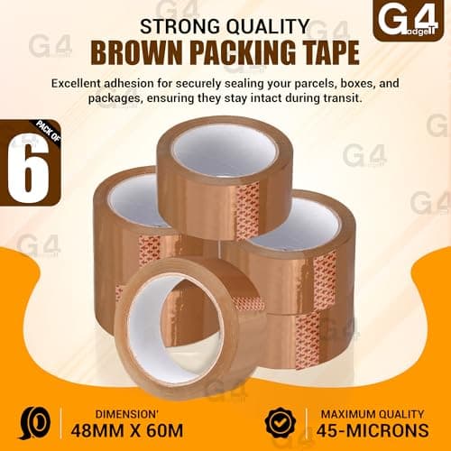 G4GADGET 6 x Strong Parcel Tape 48MM x 66m Brown Packing Tape for Moving Boxes, Packing boxes & Large Postal Bags – Strong Sticky Tape for Boxes — view 3