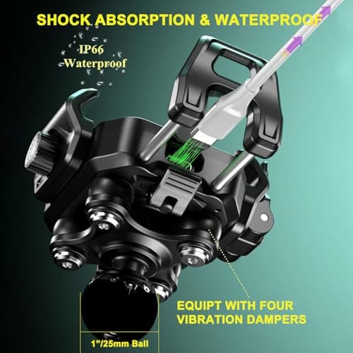 iMESTOU Motorcycle Phone Mount with Wireless Charger 15W & USB-C Port 36W, Shock Absorption 1" Ball Mount Fits for 5.4"-7.2" Phones Up to 15mm Thick, Works with 12-24V Vehicles (without mounting base) — view 4