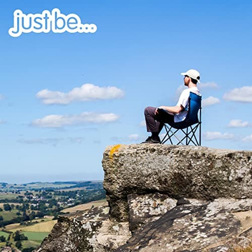 just be... Camping Chair – Lightweight, Foldable & Portable Outdoor Seat with Armrests, Cup Holder & Carry Bag | For Adults & Kids | Garden, Beach, BBQ & Fishing – Light Blue with Black Trim — view 5
