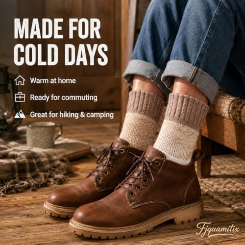 Fjquamitix 5 Pairs Thermal Socks For Men Thick Winter Warmth Wool Socks — view 6
