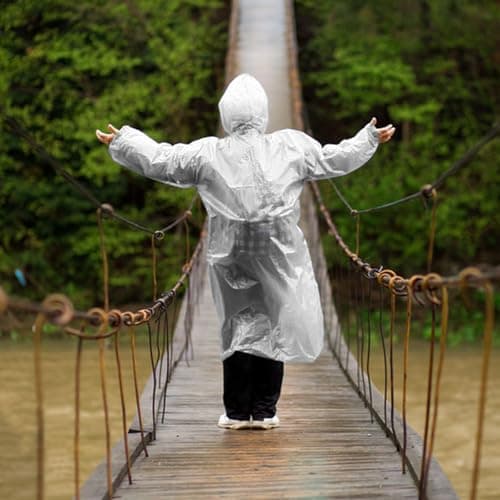 adult Waterproof rain Poncho Raincoats for Outdoor Concert, Camping, Theme Park, Hiking - Clear, 6 Pack — view 3