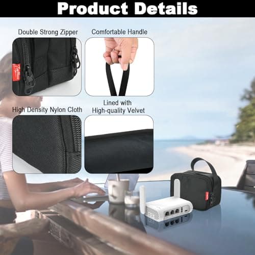 Travel Router Case for GL.iNet GL-MT3000/ GL-AXT1800/ GL-SFT1200/ GL-A1300/ TP-Link AX1500 Travel Routers, Portable WiFi Storage Holder,Waterproof Anti-Scratch Carrying Bag with Pocket For Accessories — view 3