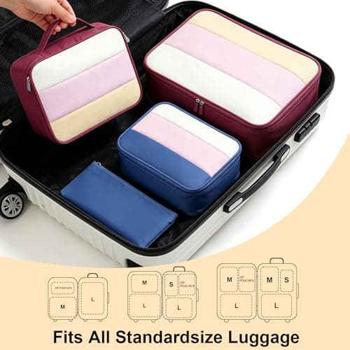 Large Packing Cubes Multicolour, Light Mesh Packing Cubes for suitcases, 6 Green Beige — view 5
