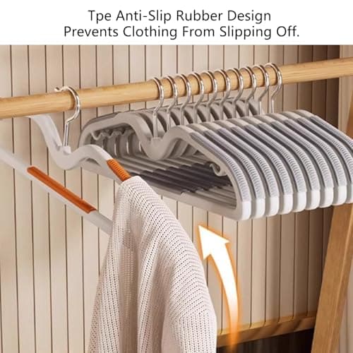 10 Pack Short Neck Plastic Hanrs with Metal Hook for Shirts & Pants Space Saving Design & Lightweight Closet s Perfect for Home & Travel — view 6