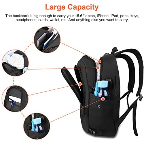 Dobaly Anti-Theft Waterproof Laptop Backpack – USB Charging Port, 15.6 inch Carry-On Rucksack for Men & Women, for Hiking, Business, College, Work, School & Travel — view 4