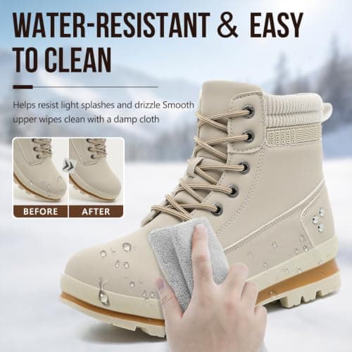 Hanani Walking Boots Womens Ankle Boots Hiking Boots Water Resistant Side Zipper Mid Calf Trekking Boots Lightweight Non-Slip Short Booties Lace up Outdoor Classic Work Shoes Ladies — view 3