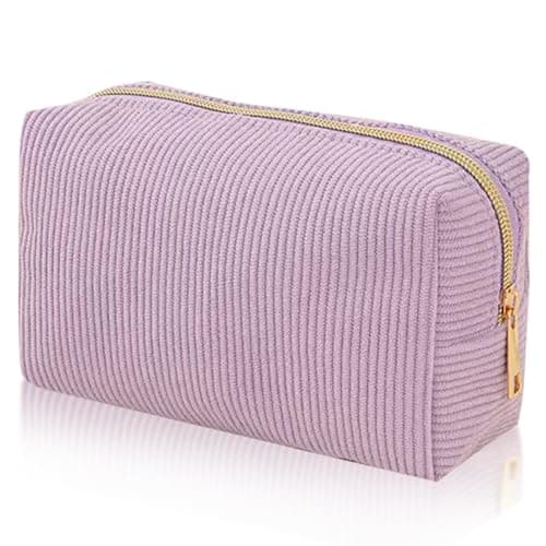 YONEEKSS Corduroy Makeup Bag Small Cosmetic Pouch for Handbag (Purple)