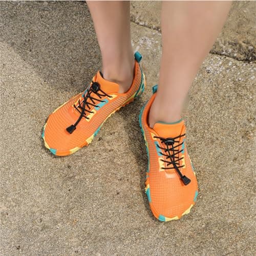 Barefoot Shoes Mens Womens Wide Toe Trail Running Trainers Lightweight Comfortable Workout Shoes for Hiking Fitness Walking Unisex,Orange 10UK — view 5
