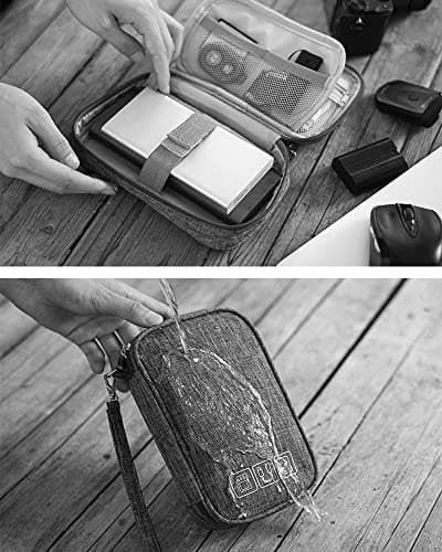 Small Electronic Accessories Organizer, Handhled Acopton Universal Compact Travel Digital Accessories Storage Bag for Portable Charger, Cables, Earphone, Cord, SD Card, Phone (Sky Blue) — view 4