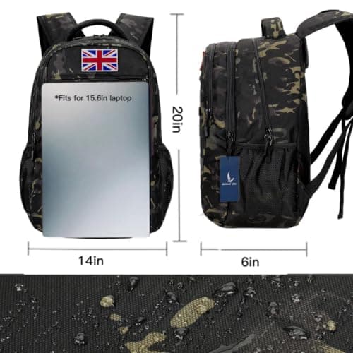 outdoor plus 40L Tactical Military Hiking Backpack, USB Type-C for Boys Men — view 3