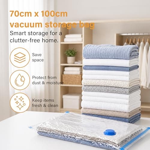 DID Jumbo Vacuum Storage Bags 70cm x 100cm for Clothes, Blankets & Bedding, Space Saving Compression Bags Reduce Volume by 80%, Airtight Reusable Vacuum Seal Bags for Travel Home Storage — view 2