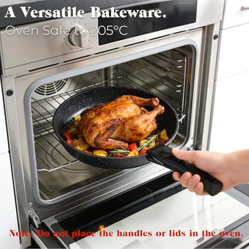 Nonstick Pots and Pans Set 17pcs, Induction Hob Pan Set, Kitchen Cookware Sets with Detachable Handle, RV Frying Pans, Saucepan Sets with Lids, Oven Safe — view 6