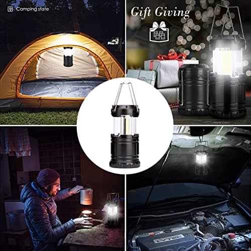 2 Pack Collapsible Outdoor LED Camping Lantern, Portable Battery Powered Light, New Upgrade Emergency Electric Lamp with Foldable Handle, Applicable to Hurricane, Emergency, Family, Shed — view 6
