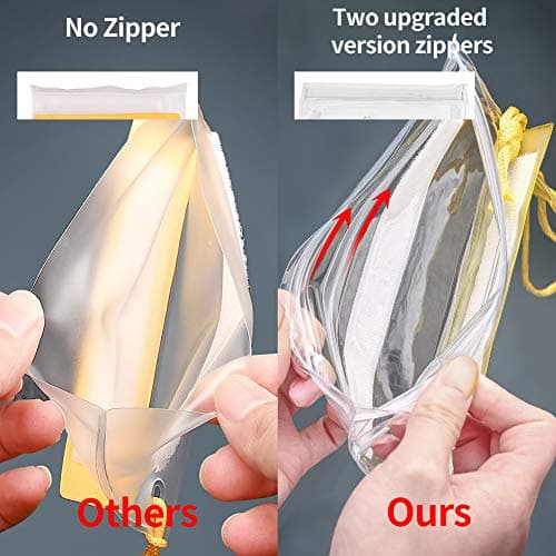 Garegce Clear Waterproof Pouch Bag, [4 Pack] Waterproof Bags Large Size Set, Waterproof Case Dry Bag for Beach/Swim/Boating/Kayaking/Hiking/Protect Phone/Camera/Cash/Document - Yellow — view 4