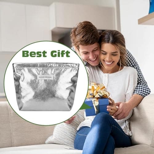 BSITSSS Shiny Silver Makeup Bag, Portable Cosmetic Bags Women, Multifunctional Zipper Make Up Bag Girls, Small Makeup Pouch,Simple and Stylish Beauty Bag, Birthday Gifts for Women Unique — view 6