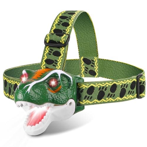 QCTOYS Dinosaur Headlamp - 3 Light Modes LED Head Torch for Kids Age 3-10