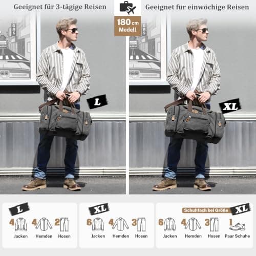 Gonex 50L Expandable Canvas Holdall for Men, Travel Duffle Overnight Bag — view 5