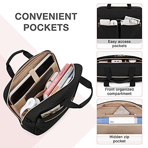 bagsmart Laptop Bag for Women, 17.3" Briefcase Teacher for Work School — view 4