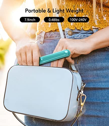 Terviiix Mini Hair Straightener for Short Hair, Small Straighteners Travel Straighteners and Ceramic Plate, Quick and Easy Hair Styling, Dual Voltage, Pouch Included, Blue — view 3