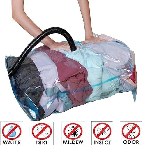 XL Jumbo Vacuum Seal Storage Bag - Space Saver Compression Bag | Strong Clothes Reusable Storage Seal Bags | Jumbo Clear Vacuum Zip Bag | Home Wardrobe Bedding Duvet Pillow & Travel Use [70cm x 100cm] — view 3