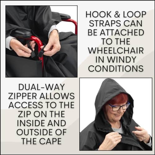 Staveley Wheelchair Rain Cape Poncho Waterproof | Unisex Lightweight Adult Mobility Rain Cape | Protection for Wheelchair & Electric Wheelchair Users — view 5