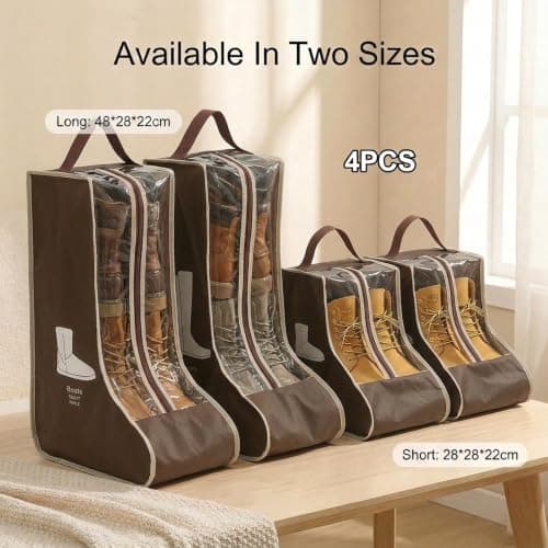 SHIQUAN 4 Set Boot Storage Boot Bag, 2 Long and 2 Short Styles, Brown — view 2